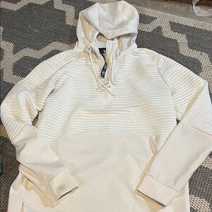 Apana Cream Textured Pullover Hoodie